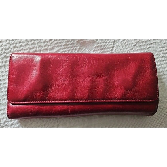 HOBO Handbags - HOBO International Sadie Wine Red Leather Trifold Continental Wallet Magnetic